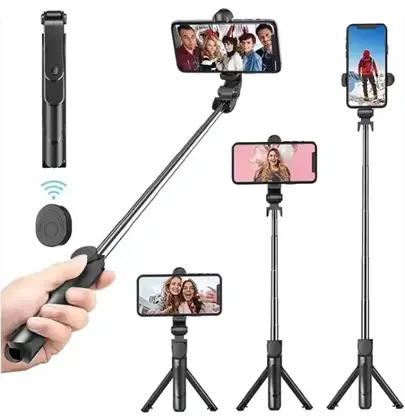 NAFA 3-in-1 Convertible Tripod, 360° Rotating Phone Holder, Bluetooth Remote Tripod  (Black, Supports Up to 500 g)