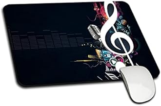 Music Mic Printed Smooth Mouse Pad with Anti Skid Base, Thick Waterproof Surface Non-Slip Rubber Base Mouse Pad Compatible with Computer